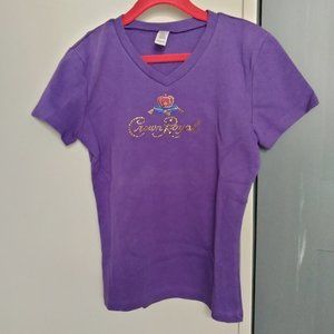 New Crown Royal Bling Rhinestone Logo Fitted Tee